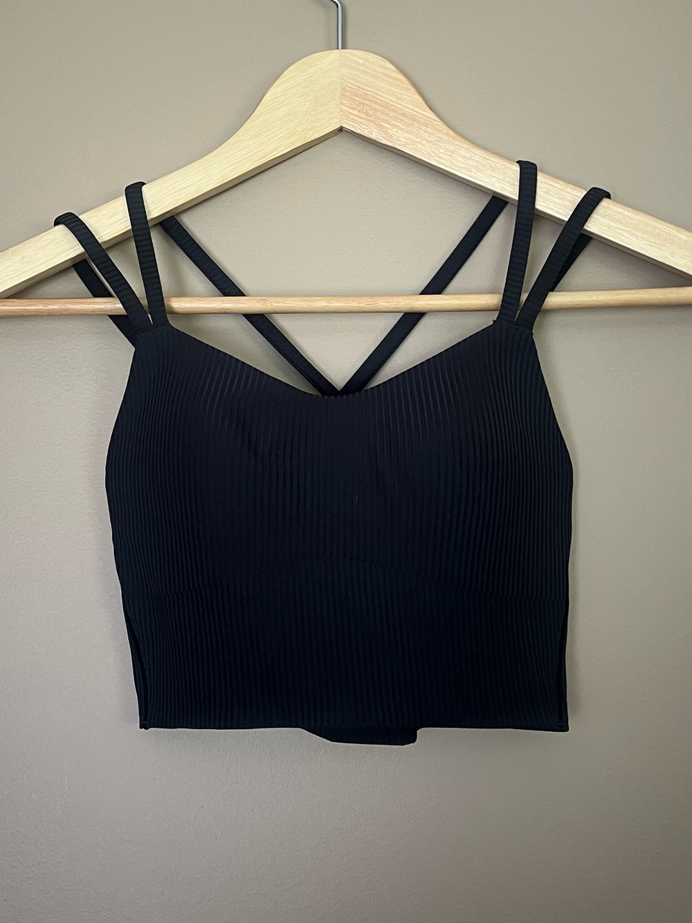 {Lululemon} Like a Cloud Ribbed Longline Bra Light Support, B/C Cup in Black - 2